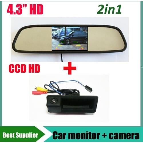 Car trunk handle parking rear camera for BMW 1 3 5 E60 E61 E70 E71 E72 E82 E84 E88 E90 E91 E92 E93 X1 X5 X6 + 4.3'' Car monitor