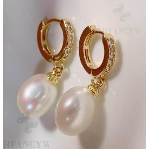 White Baroque Pearl Earring 18k Ear Stud Flawless Aurora Dangle Party Gift Irregular Real Mesmerizing Fashion