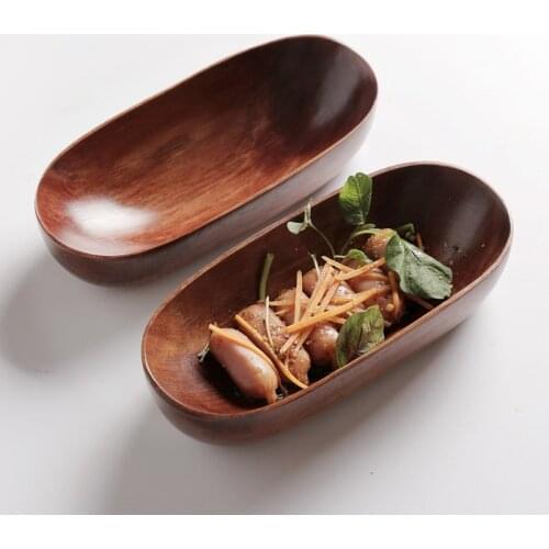 Boat Shape Wooden Towel Tray Small Salad Bowls Fruit Dishes Catch-all Storage Kitchen Tool
