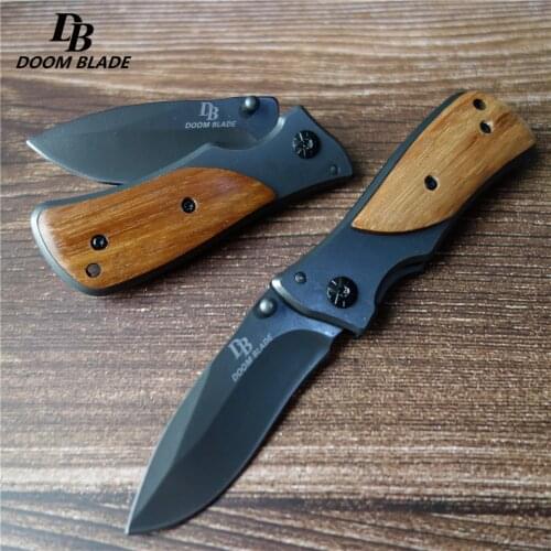 148mm (5.8') 57HRC Outdoor Mini Retro Folding Knife Pocket Knife Camping Survival Tactical Rescue Tool, Wooden Handle Inlay