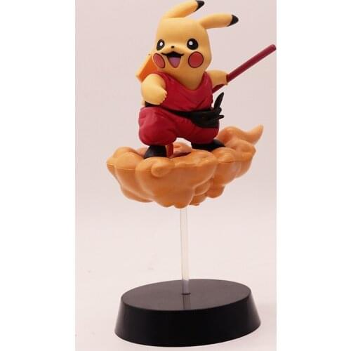 TAKARA TOMY Pokemon pikachu cos Kakarotto Model figure Car decoration kids birthday toy Surprise gift Son Goku Somersault cloud