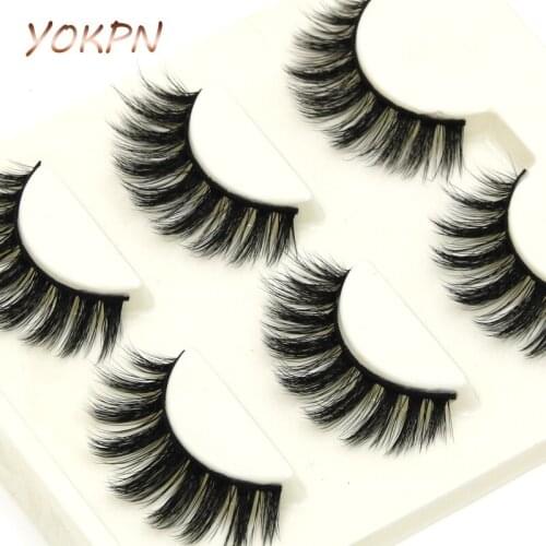 YOKPN False Eyelashes Natural Long Crisscross Thick Soft Realistic 3D Fake Eyelashes Handmade Cotton Stems Fashion Makeup Lashes
