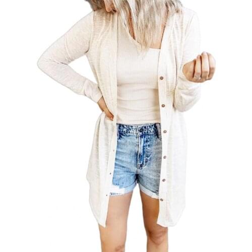 2021 Single-breasted Cardigan Women Casual Solid Color Round Neck Long Cardigan Coat for Going Out Loose Outerwear Black xxxl