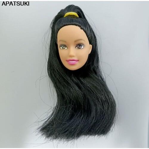 1/6 Doll Head for 11.5" Doll BJD Doll Make Up Head with Black Long Hair Heads for 1:6 Doll Accessories Kids DIY Toy for Children