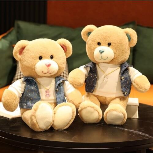 1pc 32/40cm Stuffed Kawaii Soft Vest Teddy Bear Plush Toys Cute Animal Bear with Clothes Dolls Lovely Gift Pillow for Baby Kids