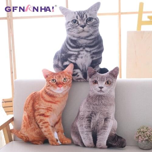 1pc 50cm Cute Simulation Cats Plush Pillow Stuffed Soft Realistic Animal Cat Toy for Home Decor Children Birthday Gift