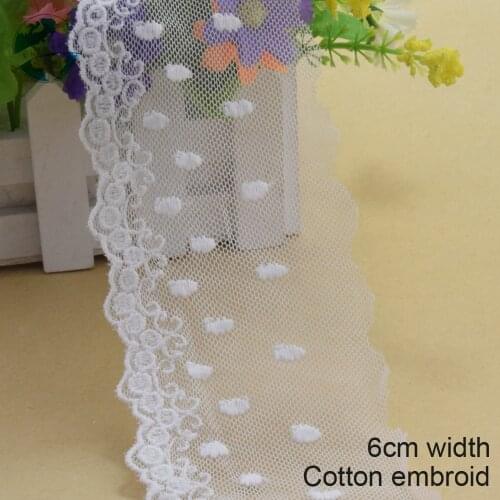 10yards 6cm white cotton embroided lace ribbon guipure trim fabric DIY wedding Accessories dolls lace african lace applique#3885