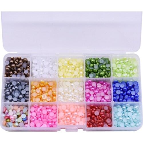 1000Pcs Pearl Rhinestones Stickers Trim for Nails Phone DIY Flatback Manicure Pearl Beaded Appliques Clothes Stickers