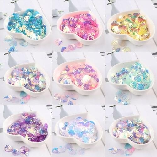 13mm Transparent Colorful DIY Sequins Shell Shape Sewing Wedding Dress Accessories Paillettes Decoration DIY Material 120PCS