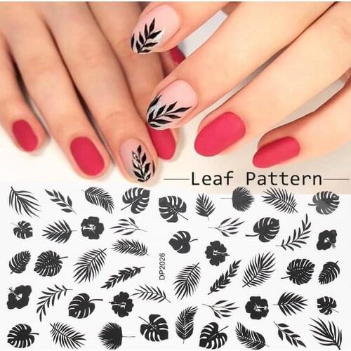 2pcs Beautiful Black White Feather Nail Art Decal Stickers Fashion Tips Decoration Watermark Nail Art Decor Tool