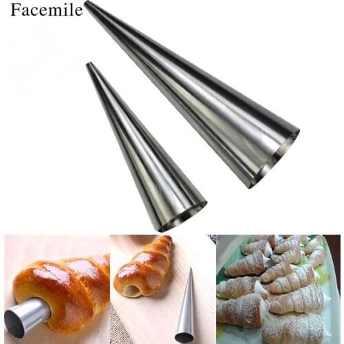 DIY Baking Cones 2pcs Stainless Steel Spiral Baked Croissants Tubes Baking supplies Horn Pastry Roll Cake Mold Bakeware