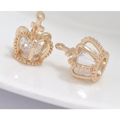 20pcs DIY jewelry charm wholesale gold hollow out set auger crown pendant Manual copper pendant accessories