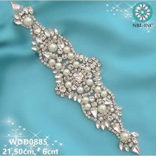 30PCS )Wholesale bridal beaded sewing crystal rhinestone applique iron on for wedding dress WDD0885