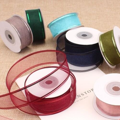 5M 25 40mm Gift Flower Wrapping Packing Solid Double Lined Organza Riband Satin Tape DIY Hair Bow Wedding Baking Decor Accessory