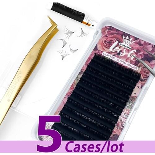 5pcs/lot 2021 Popular Matte Easy Fan Lashes Top Quality Premade Volume1s Blooming Fans Customized Private Label For Salon