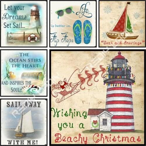 5D DIY Diamond Painting Sail Dream Full Square/Round Drill Diamond Embroidery Beach Life Home Decor Picture Of Rhinestones Art