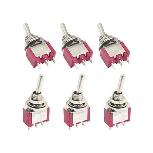 6pcs ON-ON SPDT 1NO 1NC Self-Locking Rocker Type Toggle Switch AC 250V 2A Red MTS-102
