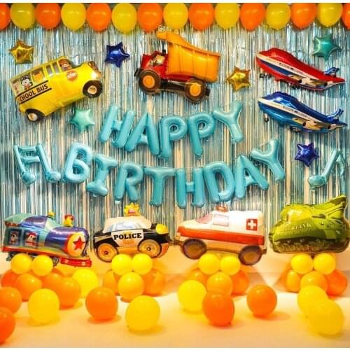 68pcs Fire Truck Car TrainAmbulance Globos Foil Balloons Happy Birthday Party Decorations Kids Balls Childrens Day Party Decor