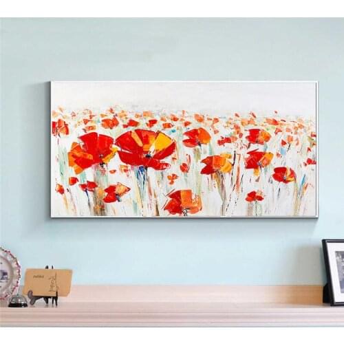 Abstract Oil Painting Red Flower Wall Art Picture Canvas Painting for Living Room No Frame Modern Decoration Art