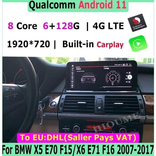 10.25" Snapdragon Android 10.0 Car Multimedia Player GPS for BMW X5 E70 F15/X6 E71 F16 2007-2017 CCC CIC with BT Wi-Fi 4G LTE