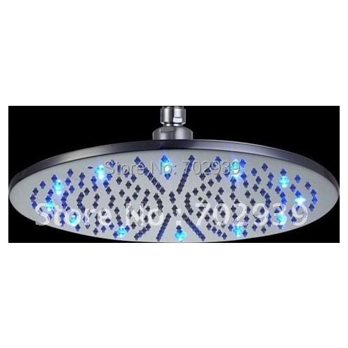 Free shipping brass round led shower head (30cm )