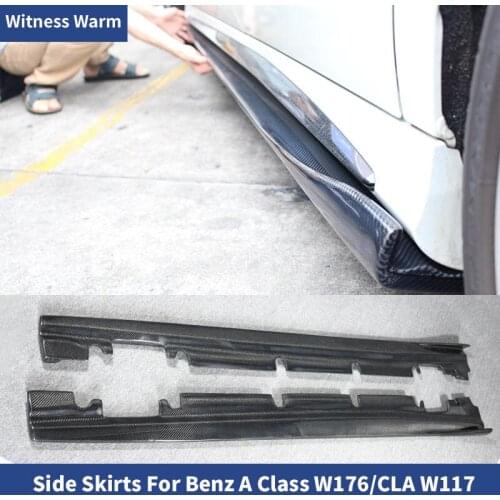 CLA Class Carbon Fiber Side Body Skirt Apron for Mercedes Benz A Class W176 A45 CLA Class W117 C117 CLA45 AMG 2013-2017