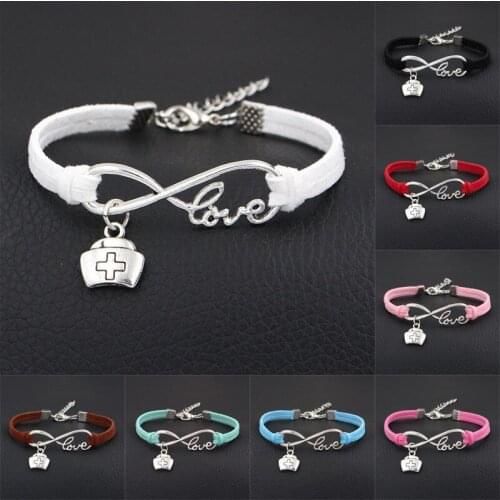 Fast delivery Fashion Nurse Doctor Medicine Box Charm Bracelet Jewelry Mixed Velvet Rope Infinity Love 8 Bangle Women Gift Q102