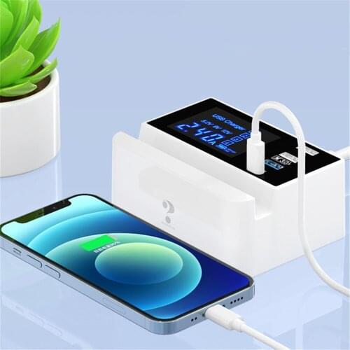 4USB Power Adaptor QC3.0 Fast Charger PD20W LED Display Charger Station 4Port USB Charger for iPhone Android Type-C Phone Tablet
