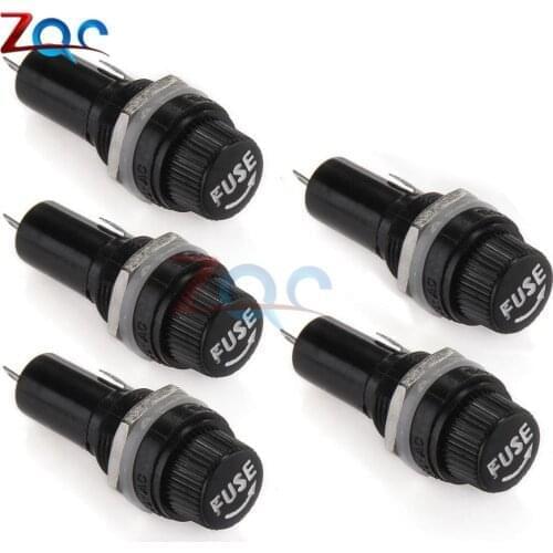 10pcs 5*20mm Fuse Holders 5X20 Black Insurance Tube Socket Fuse Holder For 5*20 Insurance Panel Mount Fuse Holder