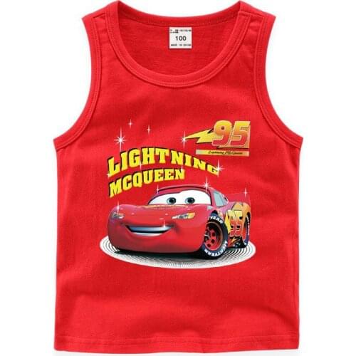 Disney 95 Red Car Sport Childrens Tshirt Pattern Cartoon Childrens Round Neck Cotton Summer Boys Girls Vest Baby Tees Clothes