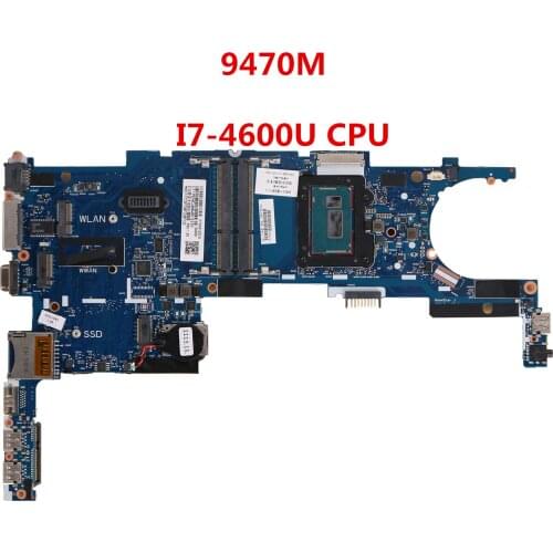 For HP Elitebook Folio 9470M 9480M Laptop motherboard 6050A2648201-MB-A02 WSR1EA I7-4600U CPU Free shipping