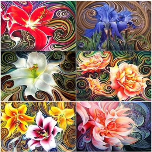 GATYZTORY Pictures By Numbers Abstract Flower DIY Drawing Canvas Hand Painted Oil Painting Pictures By Numbers Home Decoration
