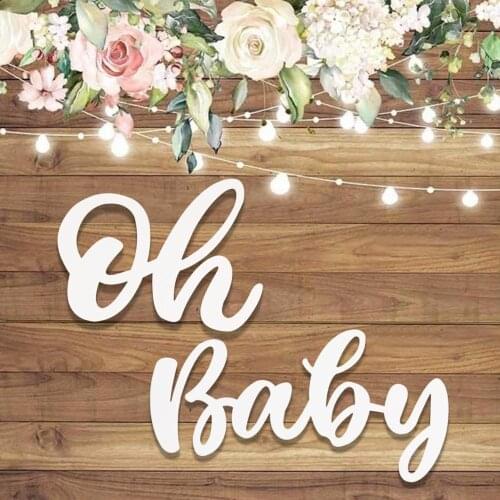 HUIRAN Oh Baby Wooden Letter String Boy Girl Baby Shower Decoraion Birthday Party Décor Gender Reveal Party Wall Sign Supplies