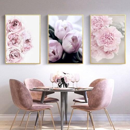 Pink Peony Flower Painting Wall Art Picture Nordic Art Living Room Bedroom Floral Poster and Prints Home Warmly Decor