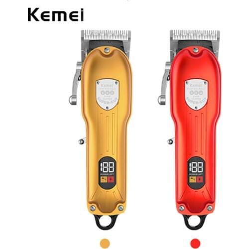 Kemei 10W Powerful Professional Hair Clippers Men All Metal Cordless Trimmer Electric Hair Cutting Kit for DIY Home Barber Salon