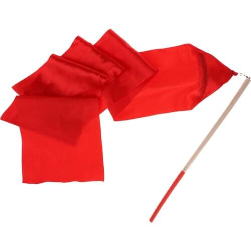 Dance Ribbon, Rhythmic Gymnastics Streamer Rod, Dancer Wand Streamers-Red Color for and Adults