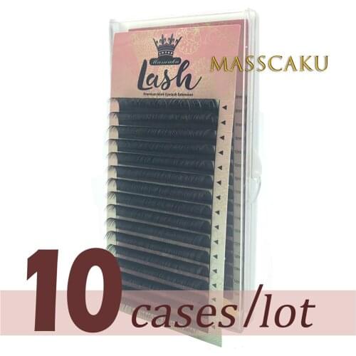 Masscaku Eyesashes 10PCS/LOT C/D Curl 8-15mm individual extension real silk japanese eyelashes lot soft black free shipping