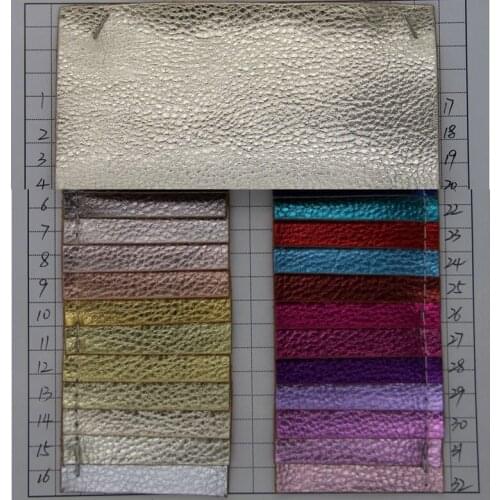 Metallic shinny embossed PU leather bags handbags material / metal film litchi embossed synthetic leather / faux leather