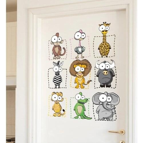 Cute Animal Wall Stickers Childrens Room Decoration Bedoom Vinyl Wall Decals Living Room Wall Decor Fridge Sticker Art Decal