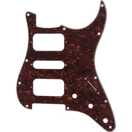 Musiclily Pro 11 Holes Round Corner HSH Strat Pickguard for American/ Mexican Fender Standard Stratocaster, 4Ply Red Tortoise