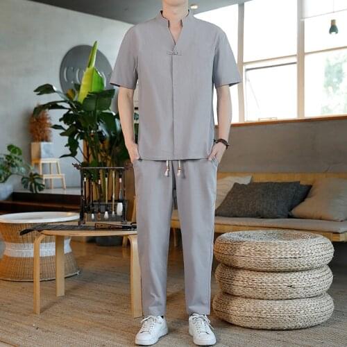 2021 Summer Men Shirt Man Cotton Shirts Short Sleeve Mens Casual Shirts Men Elastic Waist Full Size