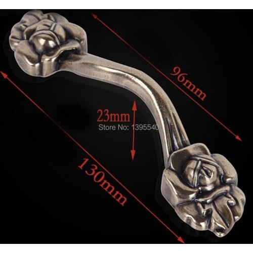 New 96mm Bronze Zinc Alloy Rose Kitchen Cabinet Handle Antique Cabinet Drawer Handle&Knob Eur-Style Furniture Hardware Bar Pulls