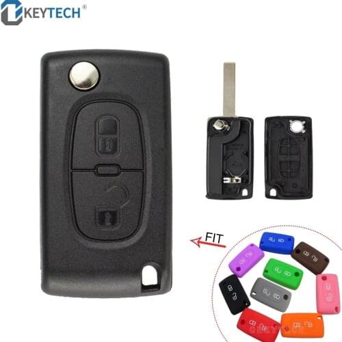 OkeyTech 2 Buttons Remote Car Key Case For Peugeot 206 207 307 308 207 407 408 For Citroen C2 C3 C4 C5 C6 Flip Folding Key Shell