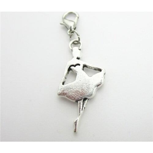 Whoselase 50pcs/lot Ballerina Skirt dangle charms hanging lobster clasp charm DIY bracelet jewelry accessories charms