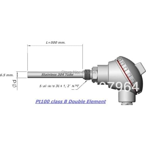 Pt100 thermal resistance double element Class B