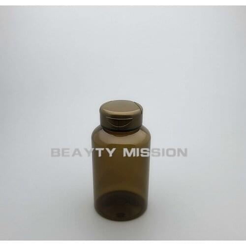 BEAUTY MISSION 200cc 30Pcs/Lot Medical PET Empty Bottle, Brown Pull Lid Bottle, 200ml Capsule Flip Cap Bottle