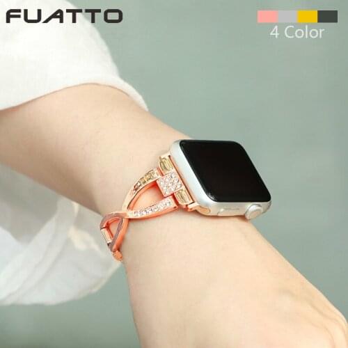 Watch Band 42mm/38mm/40mm/44mm X Diamond Bracelet Rhinestone Band for Apple Watch 4/3/2/1 Gold Strap For Iwatch Luxury Bracelet