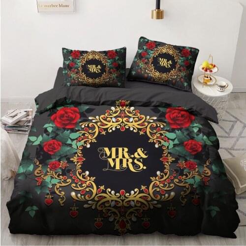 Luxury 3D Flower Duvet Cover Set Pillow Case Comforter Shell Bedding Bag Bed Linen Gold Flower American Style Black Quilt Covers