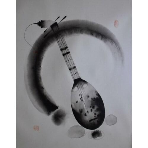 HandPainted Oil Paining on Canvas Abstract Black White Musical Instruments Canvas Painting Wall Art Picture Painting for Room