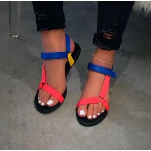 Spring Summer 2020 New Women Canvas Stitching Flat Non-slip Slippers Outdoor Wild Beach Sandals Home Durable Sandals Hotsale